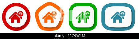 Internet, Haus, Haus Vektor-Icon-Set, flache Design-Tasten auf weißem Hintergrund Stock Vektor