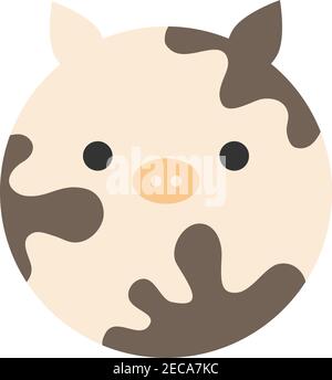 Niedliche Kuh rund Vektor Grafik-Symbol. Gefleckte Kuh Tierkopf, Gesichtsabbildung. Isoliert. Stock Vektor