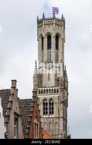 Der Belfried von Brügge mittelalterlicher Glockenturm im Zentrum von Brügge, Belgien Stockfoto