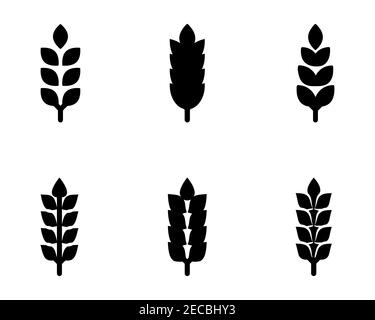 Schwarze abstrakte Weizenohren handgezeichnet Set Stock Vektor