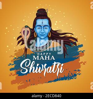 Happy maha Shivratri mit mahadev, ein hinduistisches Fest gefeiert von herrn shiva Nacht, englische Kalligraphie. vektor-Illustration Stock Vektor