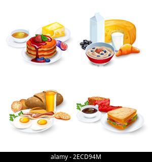 Frühstückssatz. Vektorgrafik Frühstück. Frühstück Cartoon Symbole.Frühstück Design-Set. Frühstück Isoliert. Frühstück Und Foo Stock Vektor