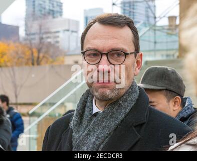 Terroranschlag in Paris, Mahnwache für die Charlie Hebdo-Opfer, Nathan Phillips Square, Toronto, Kanada Stockfoto