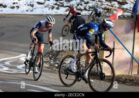 Mauri Vansevenant von Deceuninck - Quick Step und Bauke Mollema von Trek - Segafredo während der Tour de la Provence, Etappe 3, Istres – Chalet Reynard ( Mont Ventoux ) am 13. Februar 2021 in Bédoin, Frankreich - Foto Laurent Lairys / DPPI Stockfoto