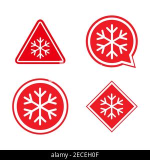 Set von Schnee Winter Symbol, Gefahr Eis Flocke Zeichen, Risiko Alarm Vektor Illustration, Vorsicht Symbol . Stock Vektor