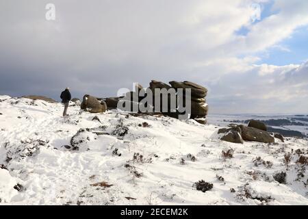 Felsformation auf der Spitze des Higger Tor in der Peak District National Park Stockfoto