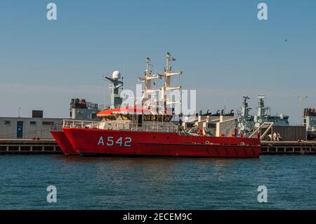 Korsor Dänemark - August 22. 2015: Seefahrtschiff Fyrholm A542 Stockfoto