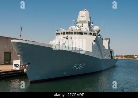 Korsor Dänemark - August 22. 2015: F361 Iver Huitfeldt Fregatte der Königlich Dänischen Marine Stockfoto