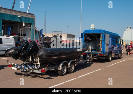 Korsor Dänemark - August 22. 2015: Dänische Marine RIB Boot Stockfoto