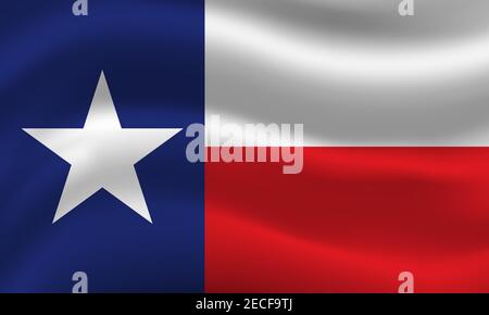 Vektor-Illustration der winkenden texanischen Flagge. Vorlage für Banner oder Poster. Stock Vektor