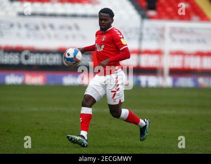 Woolwich, Großbritannien. Februar 2021, 13th. WOOLWICH, Vereinigtes Königreich, FEBRUAR 13:Charlton Athletic Diallang Jaiyesimi während Sky Bet League One zwischen Charlton Athletic und Gillinghamat The Valley, Woolwich am 13th Februar, 2021 Credit: Action Foto Sport/Alamy Live News Stockfoto