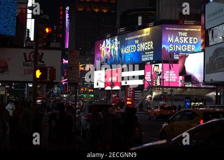 Times Square, New York. Im Epizentrum von Manhattan an der Kreuzung von 42nd Street und 7th Avenue. Stockfoto