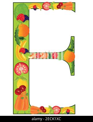 Vektor-Illustration des Buchstabens englisches Alphabet E Frucht Stock Vektor