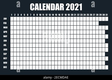 2021 Kalenderplaner. Сorporate Designwoche. Isoliert auf rotem Hintergrund. Platz für Aufkleber. Einfaches Design für Business-Broschüre, Flyer, Printmedien Stock Vektor
