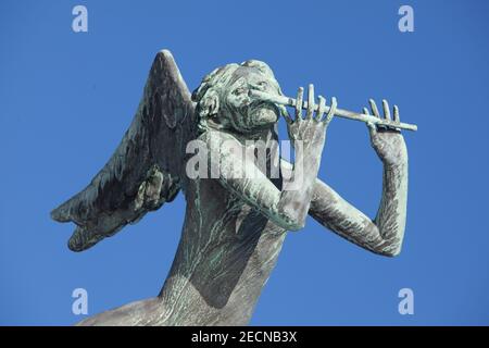 Engel spielt Flöte, Engel Musiker (Millesgården Museum) Lidingö, Schweden Stockfoto