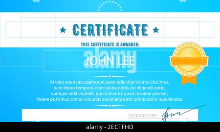 Geschenkgutschein in Vektor. Auszeichnung für den ersten Platz. Stock Vektor