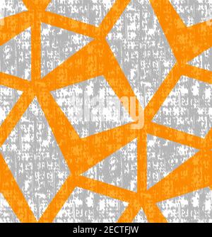 Geometrie Grunge nahtloses Muster. Dreieck, quadratisch grau. Blau, gelb auf wtie Hintergrund. Vektor-Illustration für männliche Kleidung, Stoff. Stock Vektor