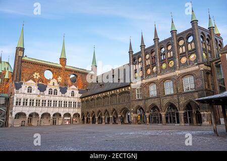 Das Rathaus der hansestadt Lübeck in Deutschland Stockfoto