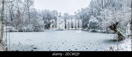 Hampstead ist mit Schnee bedeckt, als das Tier aus dem Osten London besucht. Stockfoto