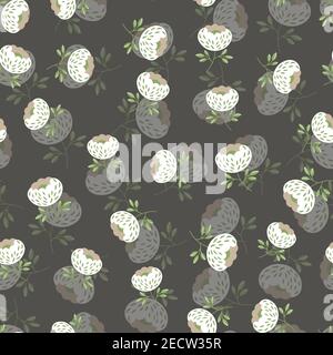 Nahtlose nahtlose Blumenmuster auf der Grundlage der traditionellen Volkskunst Ornamente. Bunte Blumen auf dunklem Hintergrund. Skandinavischer Stil. Vektorgrafik Stock Vektor