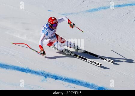 14. Februar 2021, Cortina (BL, Italien: Cortina (BL), Italien, Vertigine, 14. Februar 2021, FEUZ Beat SUI während der 2021 FIS Alpine World SKI Championships - Abfahrt - Männer - alpines Skirennen (Bild: © Luca Tedeschi/LPS via ZUMA Wire) Stockfoto