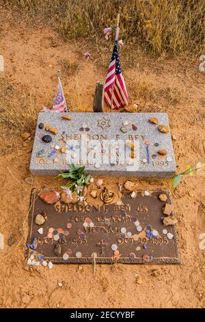 Grab auf dem Friedhof der Kohlebergbaustadt Sego, Utah, USA Stockfoto