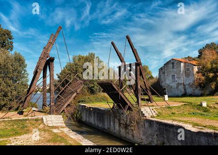 Hölzerne Zugbrücke, Pont de Langlois, Arles-Brücke, Provence-Alpes-Cote d'Azur, Frankreich Stockfoto