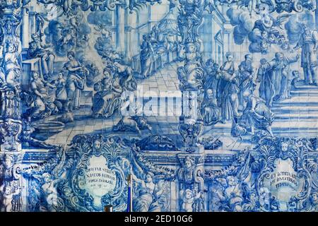 Maria von der Empfängnis Eremitage, Wand mit Azulejos bedeckt, Loule, Faro Bezirk, Algarve, Portugal Stockfoto