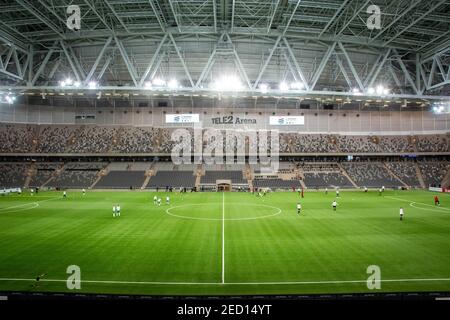 Stockholm, Schweden. Februar 2021, 14th. Tele2 Arena vor dem Finale der Volkswagen Stockholm Challenge zwischen Hammarby und Brommapojkarna in der Tele2 Arena in Stockholm, Schweden Quelle: SPP Sport Pressefoto. /Alamy Live Nachrichten Stockfoto