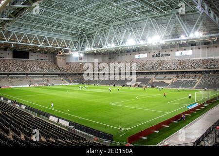 Stockholm, Schweden. Februar 2021, 14th. Tele2 Arena vor dem Finale der Volkswagen Stockholm Challenge zwischen Hammarby und Brommapojkarna in der Tele2 Arena in Stockholm, Schweden Quelle: SPP Sport Pressefoto. /Alamy Live Nachrichten Stockfoto