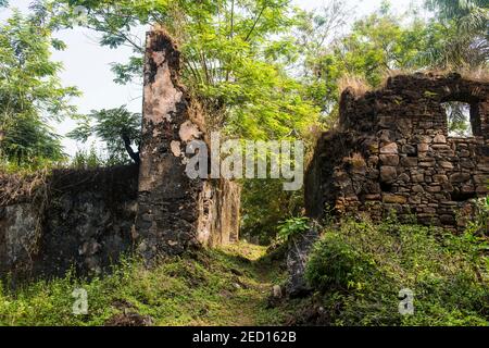 Alte Ruinen auf der ehemaligen sklave Kolonie Bunce Insel, Sierra Leone Stockfoto