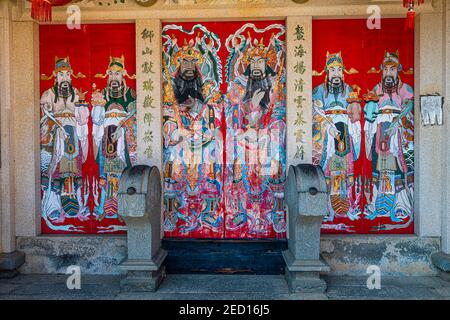 Bunt bemaltes traditionelles Minnan-Stil Haus, Shanhou Folk Culture Village, Kinmen Insel, Taiwan Stockfoto