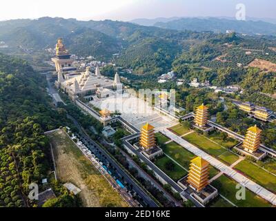 Luftaufnahme des Fo Guang Shan Klosters, Fo Gunag Berg oder shan, Taiwan, Dashu Bezirk, Kaohsiung Stadt, Taiwan Stockfoto