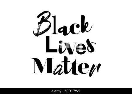 Modernes, verspieltes, auffälliges Grafikdesign mit dem Spruch „Black Lives Matter“ in schwarzer Farbe. Kreative, experimentelle, coole und trendige Typografie. Stockfoto