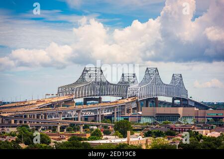 New Orleans, Louisiana, USA im Crescent City Connection Bridge. Stockfoto