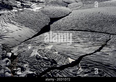 Gestrickte Lava oder Pahoehoe Lava, Detail, Sullivan Bay, Santiago Island, Galapagos, Ecuador Stockfoto