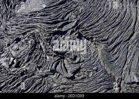 Gestrickte Lava oder Pahoehoe Lava, Detail, Sullivan Bay, Santiago Island, Galapagos, Ecuador Stockfoto