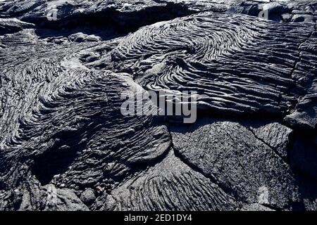 Gestrickte Lava oder Pahoehoe Lava, Detail, Sullivan Bay, Santiago Island, Galapagos, Ecuador Stockfoto