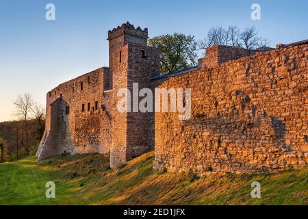 Eckartsburg Schloss im letzten Abendlicht, Eckartsberga, Sachsen-Anhalt, Deutschland Stockfoto