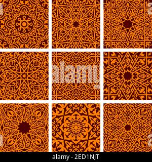 Arabisch nahtlose ornamental Muster Hintergründe. Ethnische traditionelle arabisch-islamische verzierte Fliesen. Arabeske dekorative Ornament Stock Vektor