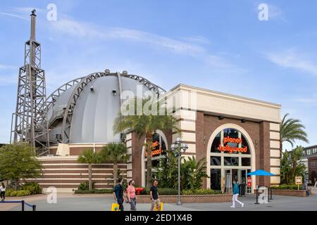 Das Äußere des Planet Hollywood, wo es ein Restaurant, Unterhaltung und Erinnerungsstücke gibt. Stockfoto