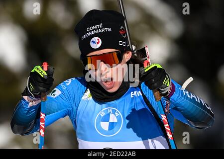 Pokljuka, Slowenien. Februar 2021, 14th. Biathlon: Weltmeisterschaft, Verfolgung 10 km, Frauen: Anais Chevalier-Bouchet aus Frankreich Credit: Sven Hoppe/dpa/Alamy Live News Stockfoto