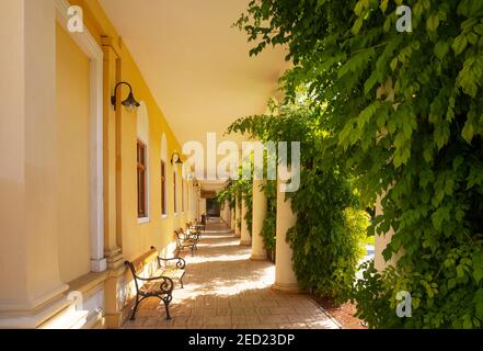 Kolonnaden im Napoleon-Bad, neoklassizistischer Stil, Kurpark, Kupelny-Park, Kurstadt, Piestany, Slowakei Stockfoto