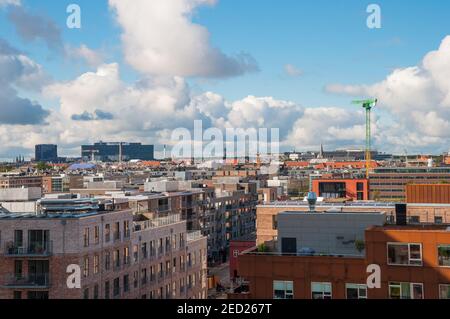 Blick über den Nordhavn Bezirk in Kopenhagen Dänemark Stockfoto