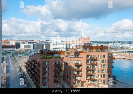 Blick über den Nordhavn Bezirk in Kopenhagen Dänemark Stockfoto