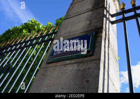 Schild Rue de Rivoli, 1st Arrondissement, Paris, Frankreich Stockfoto