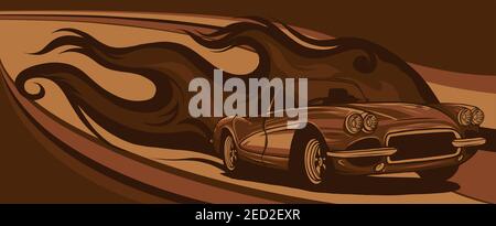 Hot Classic Custom Car Cartoon Vektor Illustration Stock Vektor