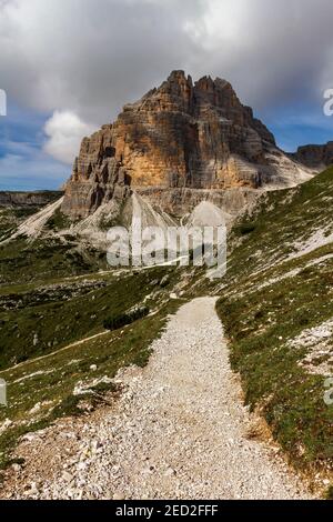 Drei Lavaredo-Gipfel in den Dolomiten Stockfoto