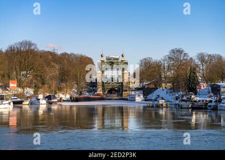 Das alte Schiffshebewerk Henrichenburg am Dortmund-Ems-Kanal in Waltrop, Nordrhein-Westfalen, Deutschland, Europa Stockfoto