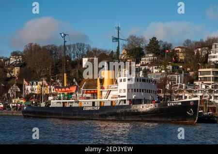 Hamburg Deutschland - Dezember 16. 2017: Deutscher Eisbrecher Stettin, heute Museumsschiff im Hamburger Hafen Stockfoto